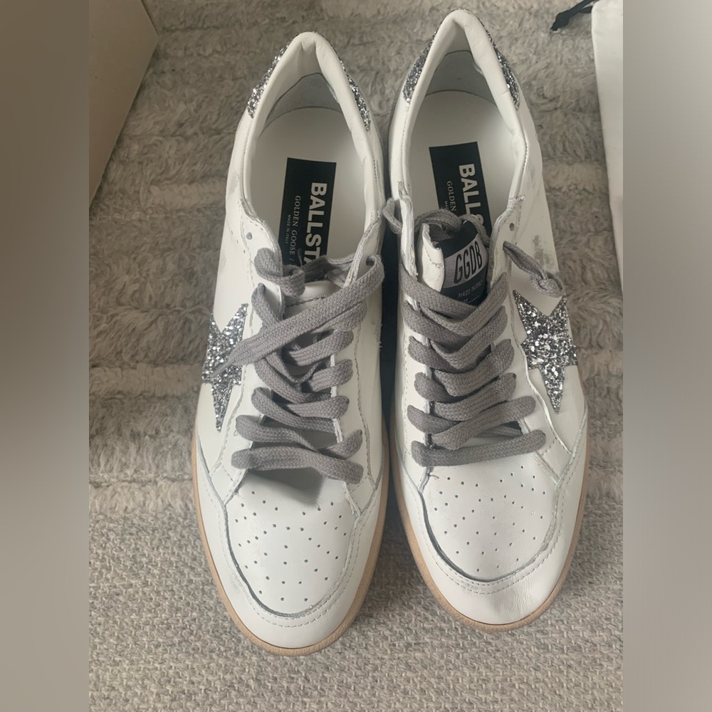 Golden Goose Ball Star Sneaker White, Silver NIB Auth Size - Picture 4 of 13